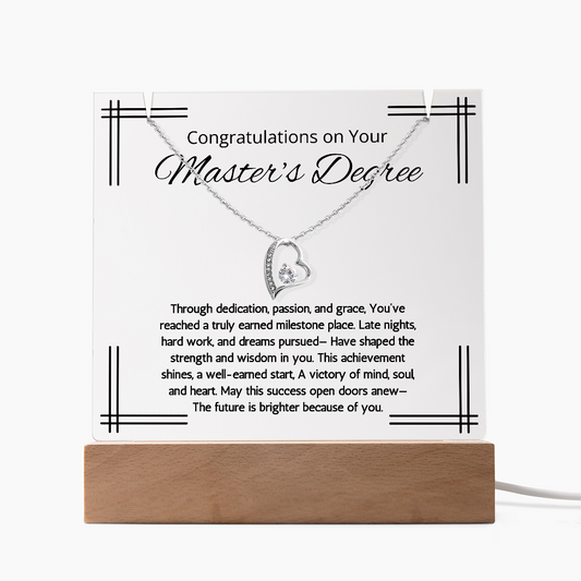 Masters Degree Graduation Gift Necklace LED Lighted Acrylic Keepsake Congratulation For Masters Degree Graduation for her Jewelry