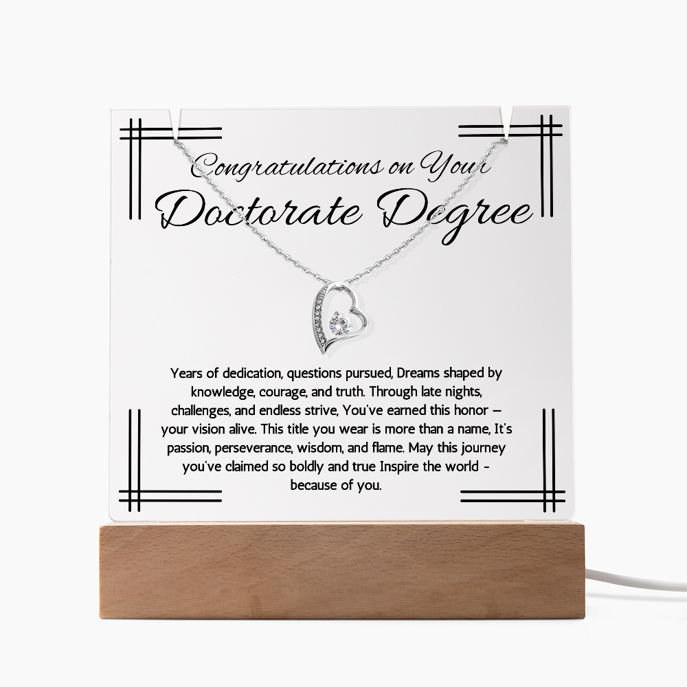 PHD Graduation Gift Necklace, Doctorate Gift for Her, Doctorate Ceremony LED Acrylic Keepsake PHD Graduation Present Jewelry