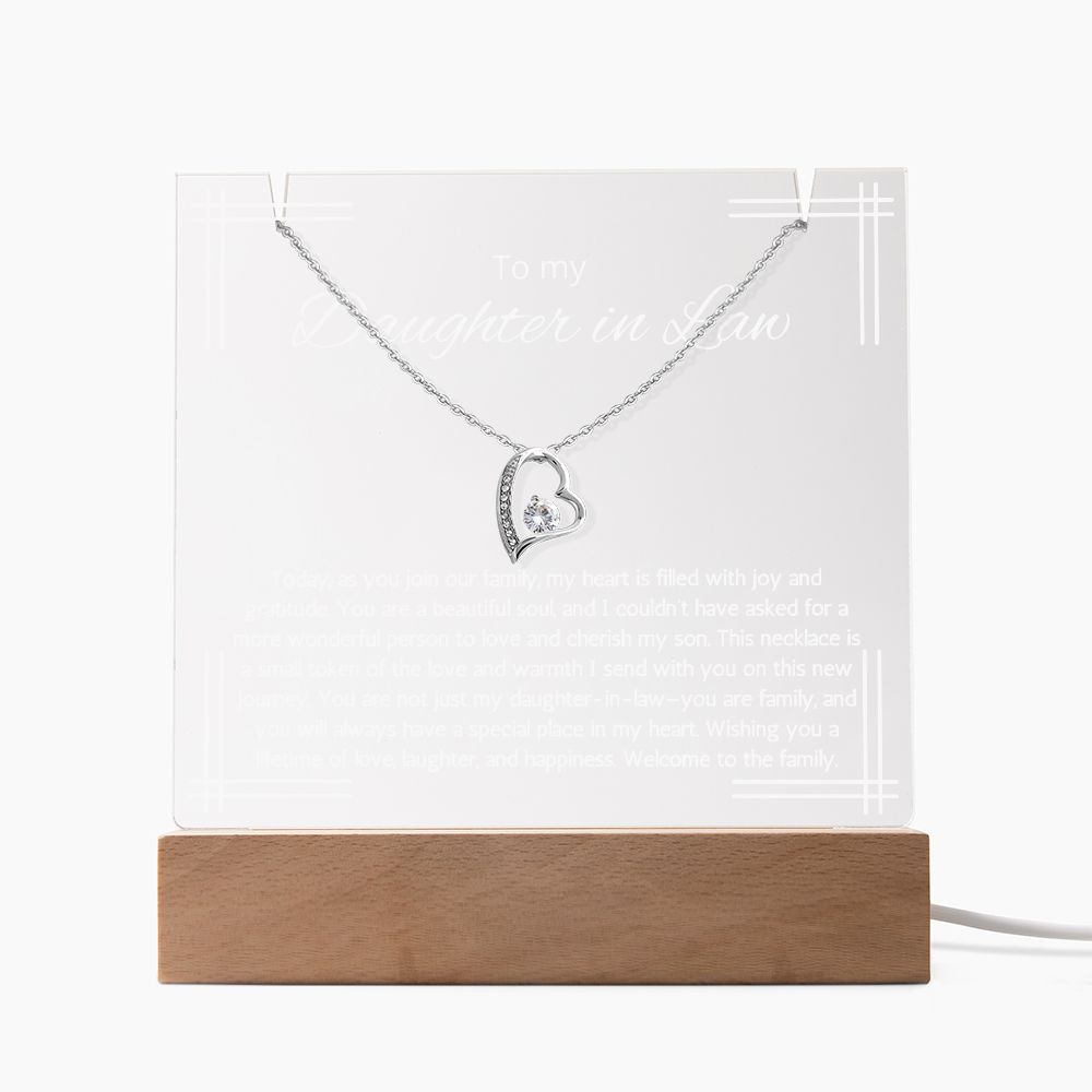 Daughter in Law Gift Necklace Wedding Gift For Daughter In Law LED Lighted Acrylic Keepsake Gift From Mother In Law Gift Jewelry