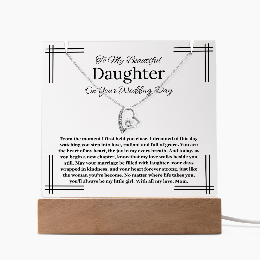 Bride Gift From Mom To Daughter On Wedding Day LED Acrylic Keepsake Necklace Gift For Daughter On Wedding Day From Mother To Daughter