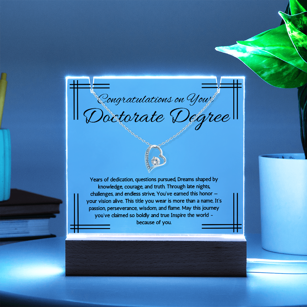 PHD Graduation Gift Necklace, Doctorate Gift for Her, Doctorate Ceremony LED Acrylic Keepsake PHD Graduation Present Jewelry