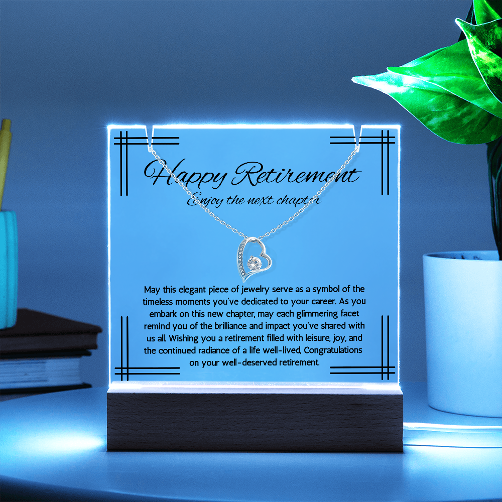 Retirement gift for women, retirement necklace, jewelry for retirement LED Lighted Acrylic Keepsakegift for coworkers, coworker leaving