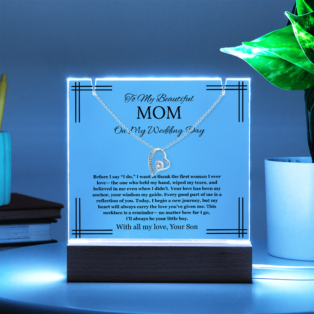 Mother of the Groom Gift From Son To Mom Gift Acrylic Keepsake Jewelry Wedding Gift Necklace Groom to Mother Son to Mother Gift