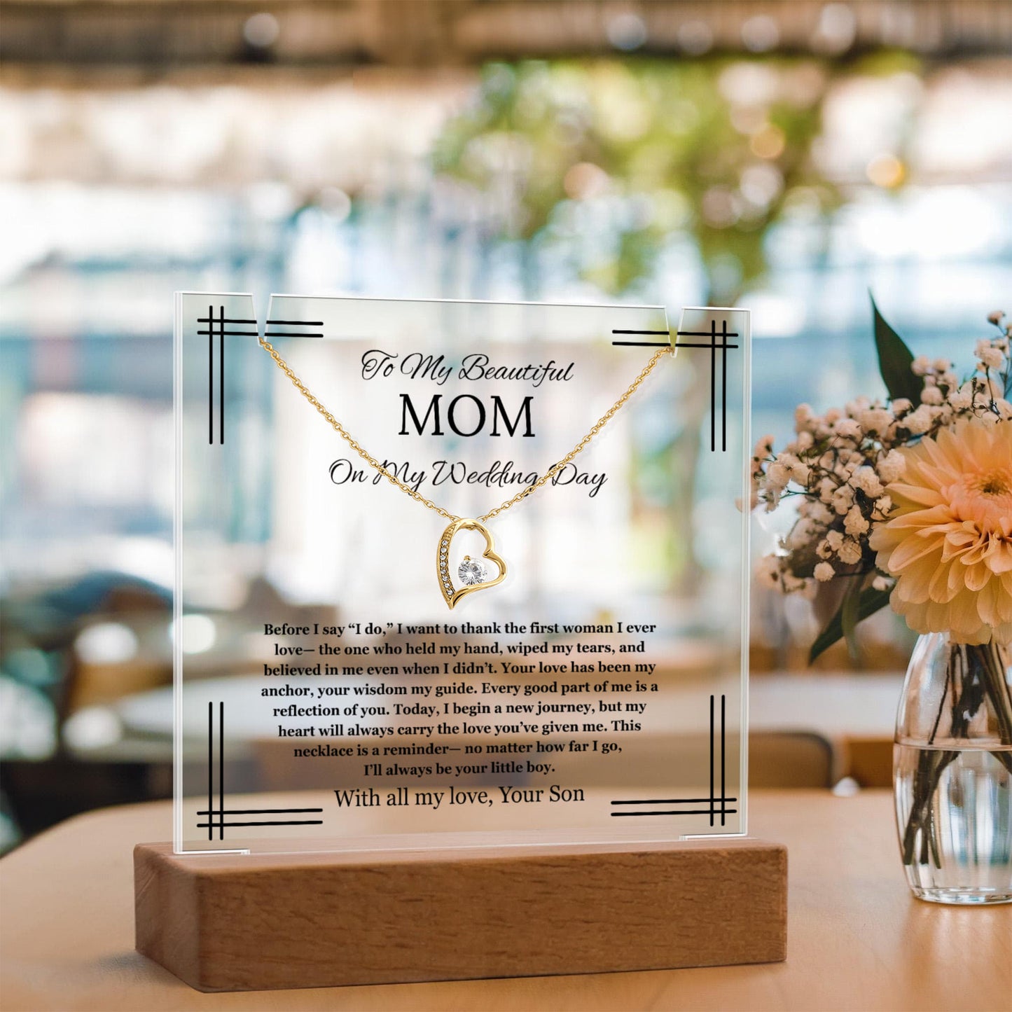 Mother of the Groom Gift From Son To Mom Gift Acrylic Keepsake Jewelry Wedding Gift Necklace Groom to Mother Son to Mother Gift