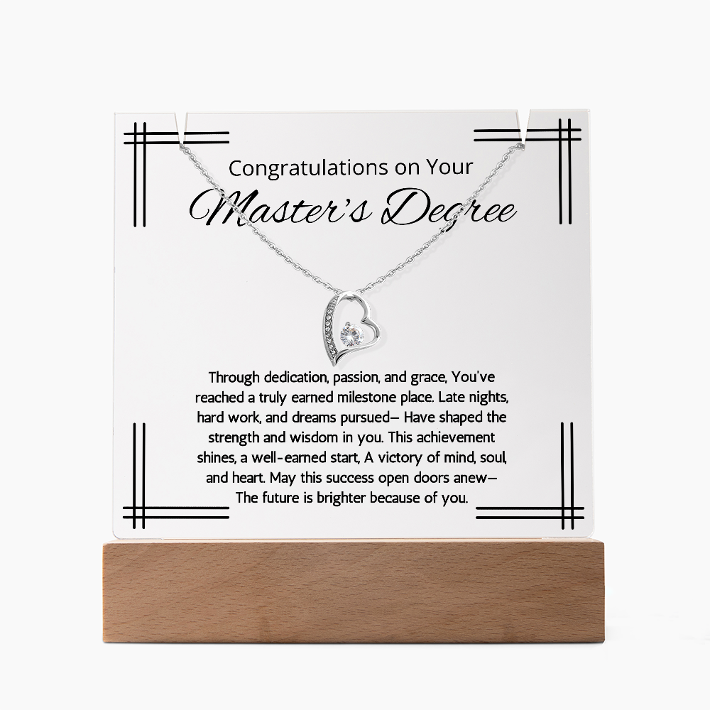 Masters Degree Graduation Gift Necklace LED Lighted Acrylic Keepsake Congratulation For Masters Degree Graduation for her Jewelry