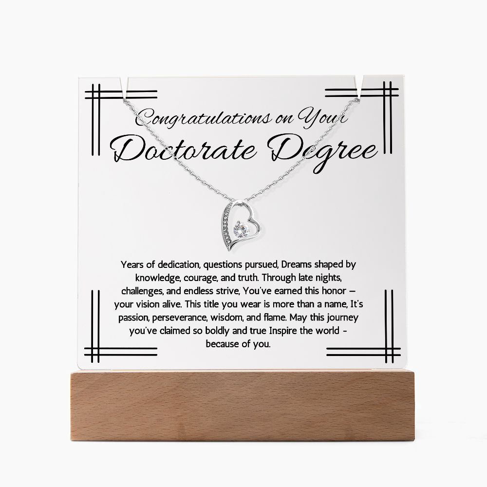 PHD Graduation Gift Necklace, Doctorate Gift for Her, Doctorate Ceremony LED Acrylic Keepsake PHD Graduation Present Jewelry