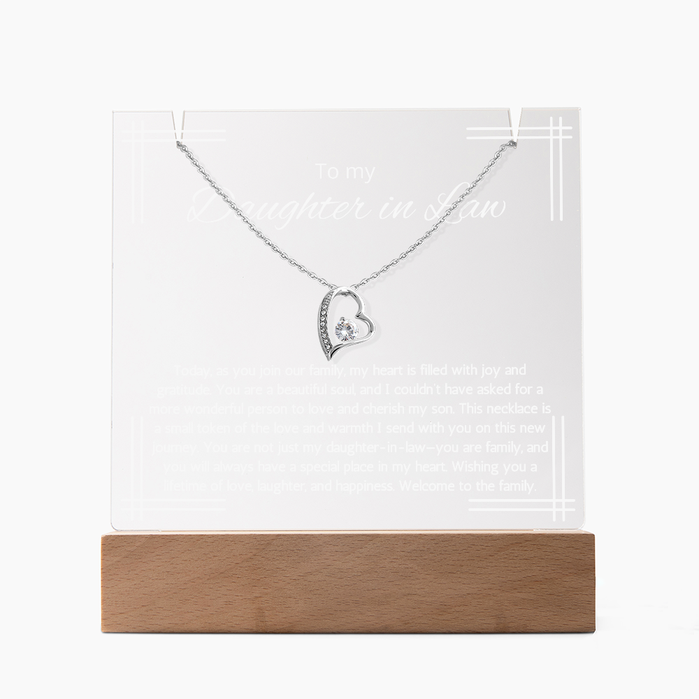 Daughter in Law Gift Necklace Wedding Gift For Daughter In Law LED Lighted Acrylic Keepsake Gift From Mother In Law Gift Jewelry