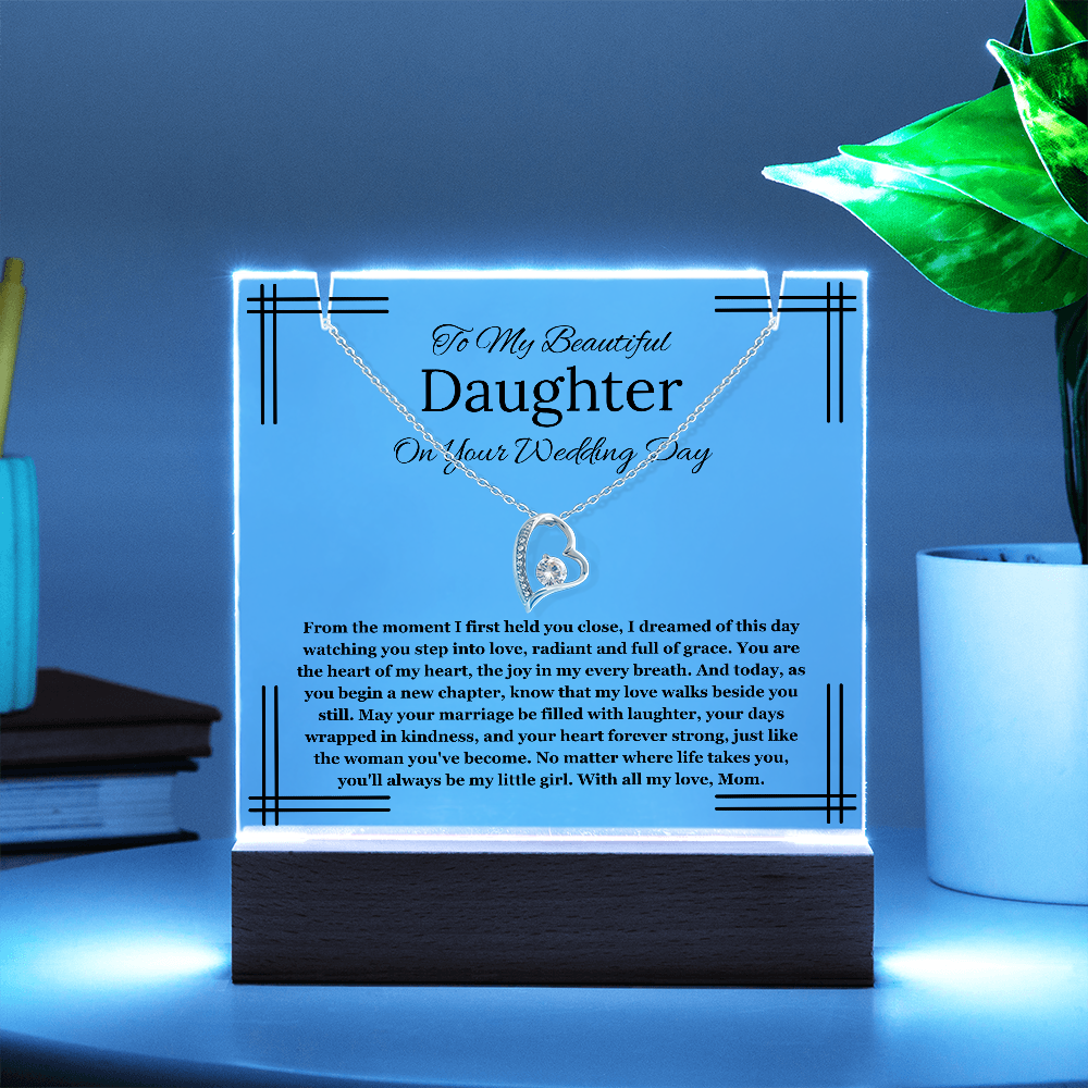 Bride Gift From Mom To Daughter On Wedding Day LED Acrylic Keepsake Necklace Gift For Daughter On Wedding Day From Mother To Daughter