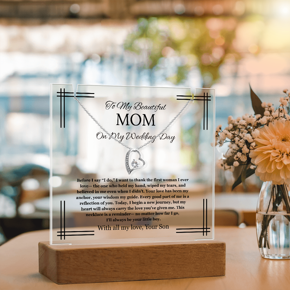 Mother of the Groom Gift From Son To Mom Gift Acrylic Keepsake Jewelry Wedding Gift Necklace Groom to Mother Son to Mother Gift