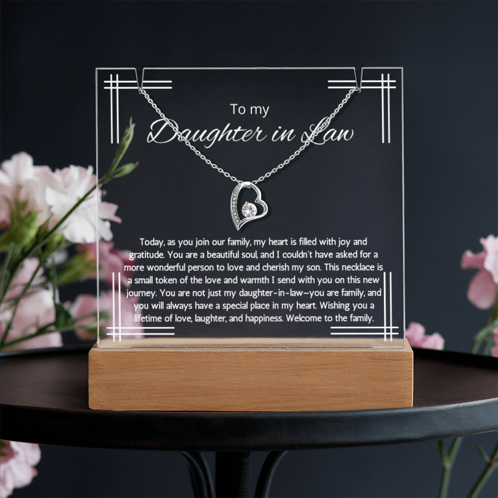 Daughter in Law Gift Necklace Wedding Gift For Daughter In Law LED Lighted Acrylic Keepsake Gift From Mother In Law Gift Jewelry