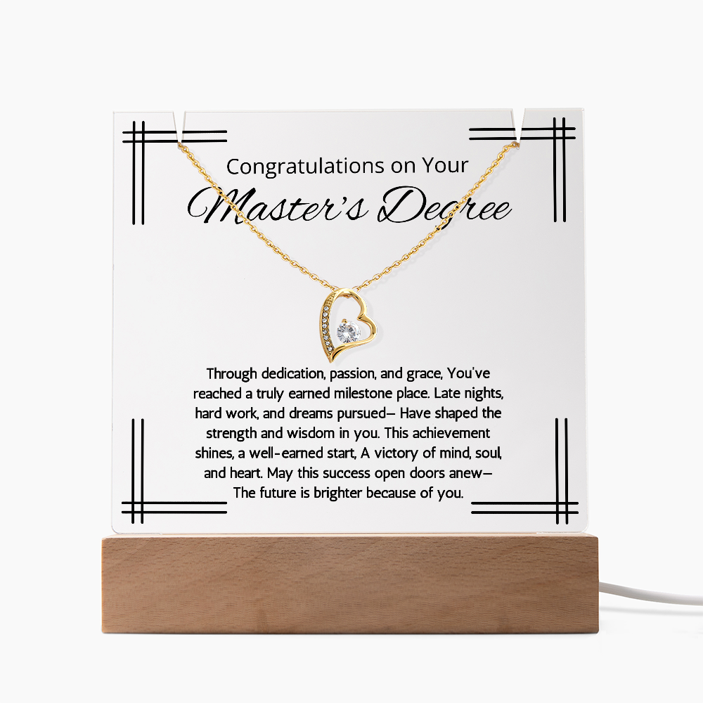 Masters Degree Graduation Gift Necklace LED Lighted Acrylic Keepsake Congratulation For Masters Degree Graduation for her Jewelry