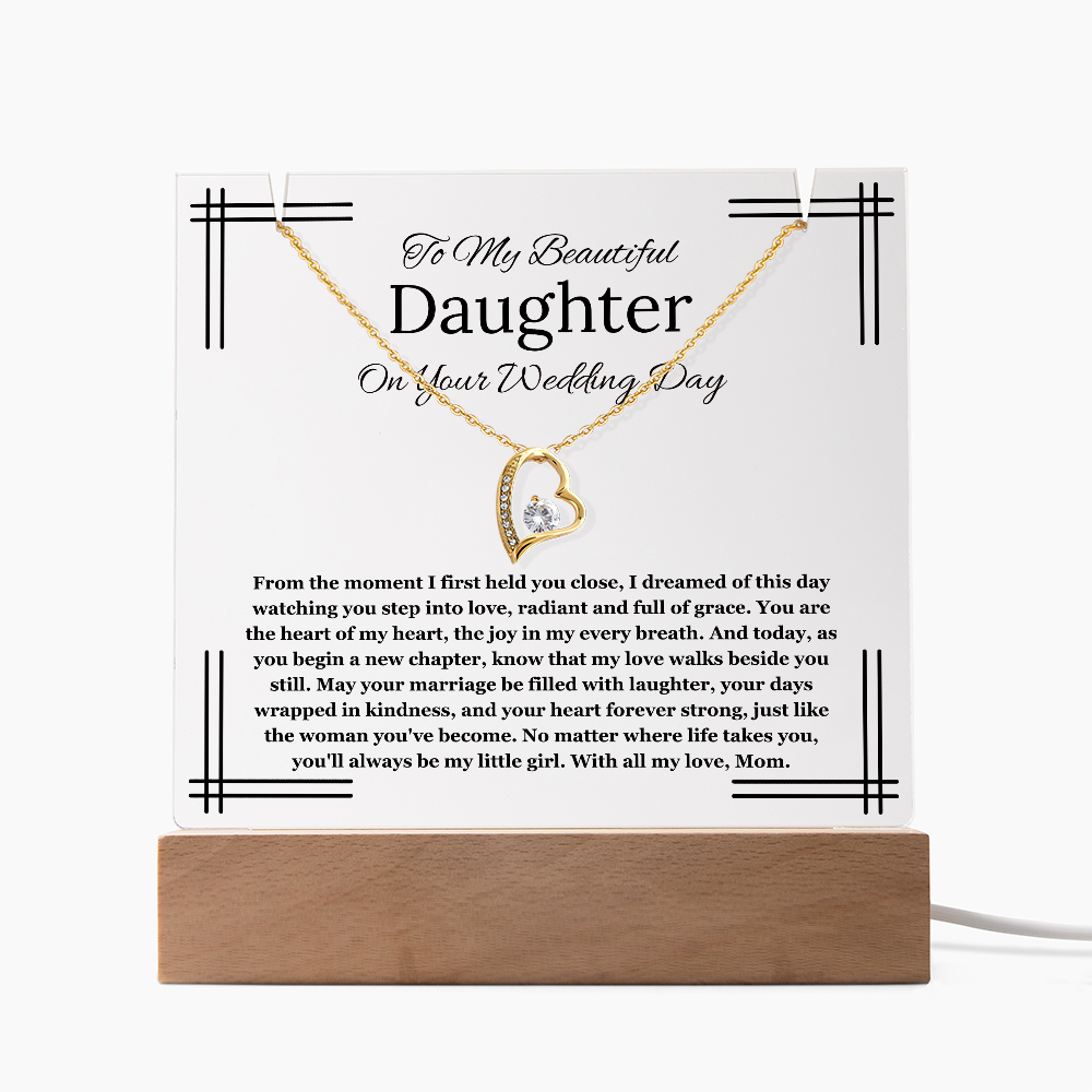 Bride Gift From Mom To Daughter On Wedding Day LED Acrylic Keepsake Necklace Gift For Daughter On Wedding Day From Mother To Daughter