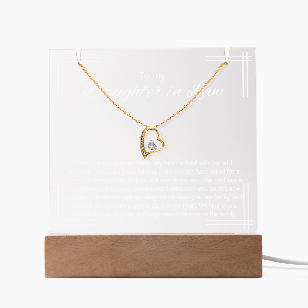 Daughter in Law Gift Necklace Wedding Gift For Daughter In Law LED Lighted Acrylic Keepsake Gift From Mother In Law Gift Jewelry