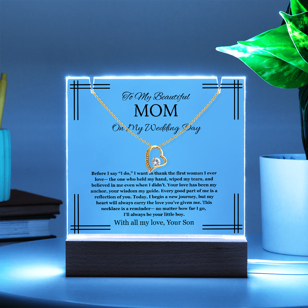 Mother of the Groom Gift From Son To Mom Gift Acrylic Keepsake Jewelry Wedding Gift Necklace Groom to Mother Son to Mother Gift