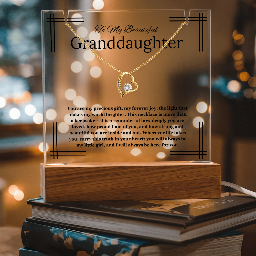 To My Beautiful Granddaughter Gift Necklace from Grandma Grandpa Gift Birthday Christmas Graduation Acrylic Keepsake Jewelry