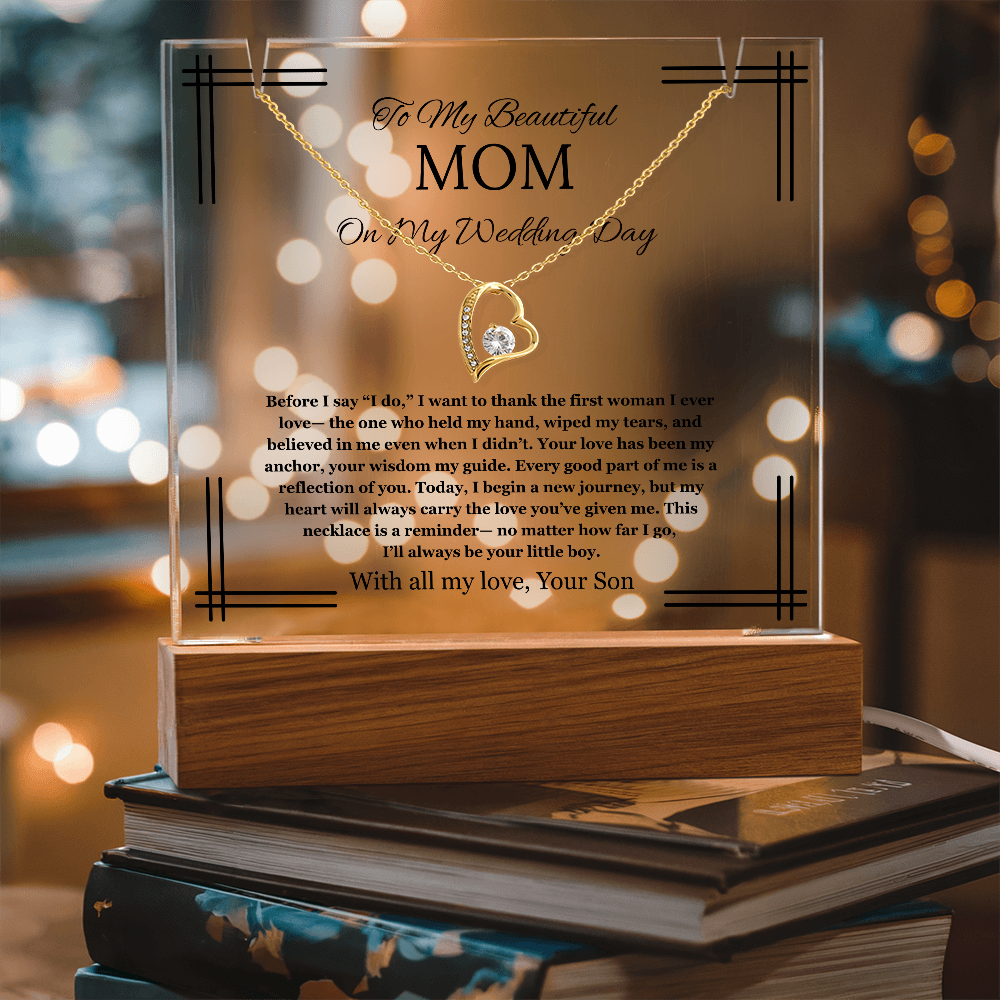 Mother of the Groom Gift From Son To Mom Gift Acrylic Keepsake Jewelry Wedding Gift Necklace Groom to Mother Son to Mother Gift