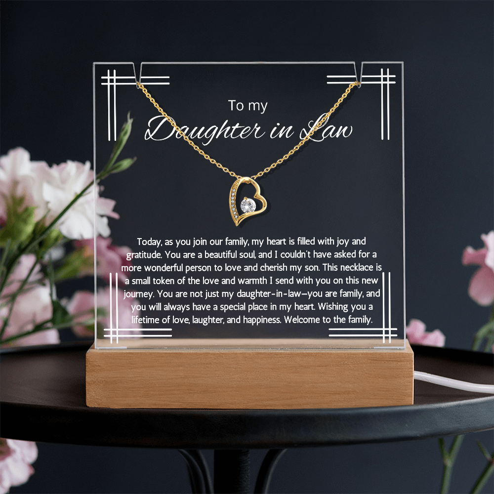 Daughter in Law Gift Necklace Wedding Gift For Daughter In Law LED Lighted Acrylic Keepsake Gift From Mother In Law Gift Jewelry