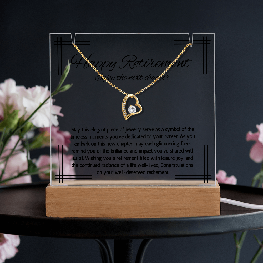 Retirement gift for women, retirement necklace, jewelry for retirement LED Lighted Acrylic Keepsakegift for coworkers, coworker leaving