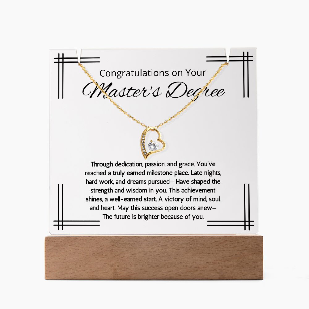 Masters Degree Graduation Gift Necklace LED Lighted Acrylic Keepsake Congratulation For Masters Degree Graduation for her Jewelry