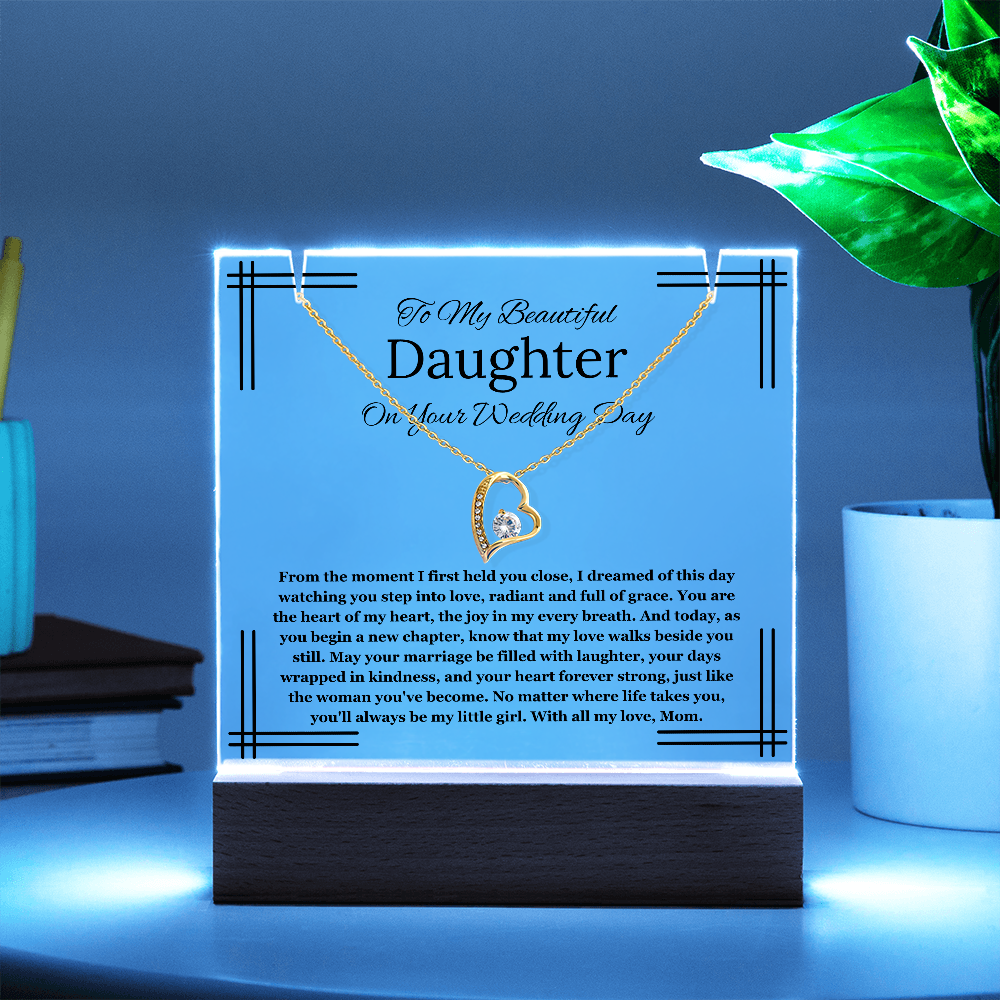 Bride Gift From Mom To Daughter On Wedding Day LED Acrylic Keepsake Necklace Gift For Daughter On Wedding Day From Mother To Daughter