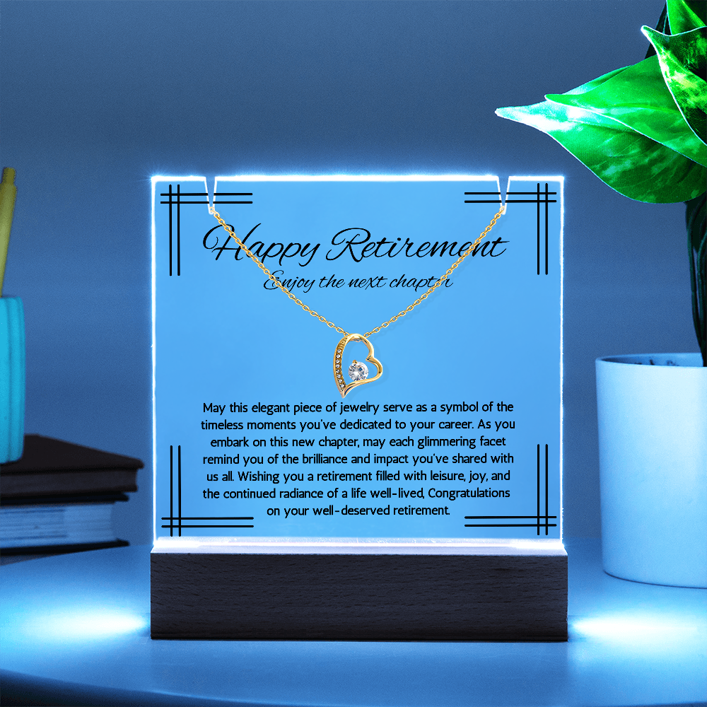 Retirement gift for women, retirement necklace, jewelry for retirement LED Lighted Acrylic Keepsakegift for coworkers, coworker leaving