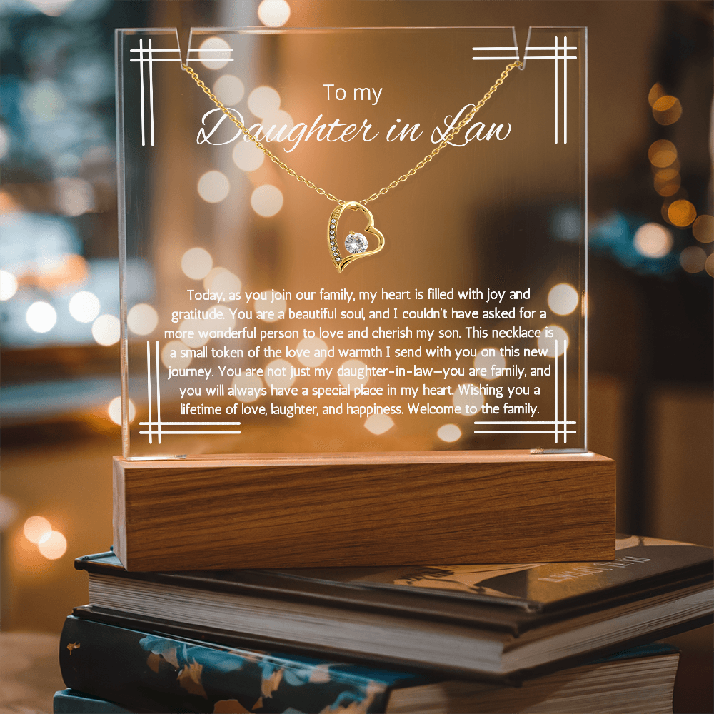 Daughter in Law Gift Necklace Wedding Gift For Daughter In Law LED Lighted Acrylic Keepsake Gift From Mother In Law Gift Jewelry