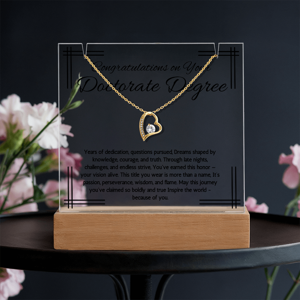 PHD Graduation Gift Necklace, Doctorate Gift for Her, Doctorate Ceremony LED Acrylic Keepsake PHD Graduation Present Jewelry