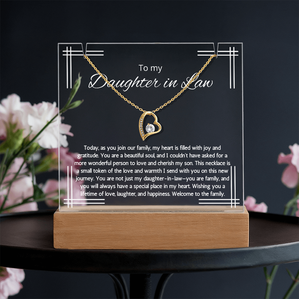 Daughter in Law Gift Necklace Wedding Gift For Daughter In Law LED Lighted Acrylic Keepsake Gift From Mother In Law Gift Jewelry