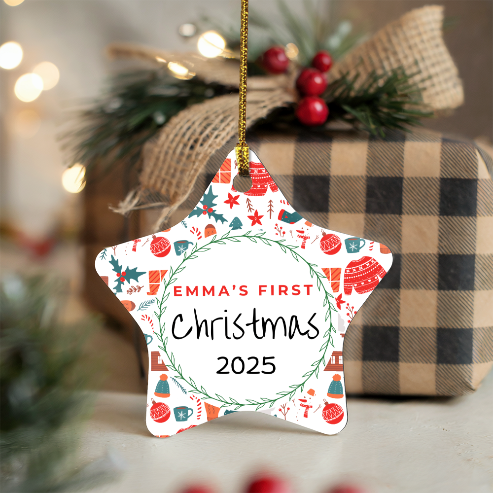 Personalized Baby's First Christmas Ornament Gift 2025, Star Ornament Baby Name, Custom Name Gift For New Born Boy or Girl