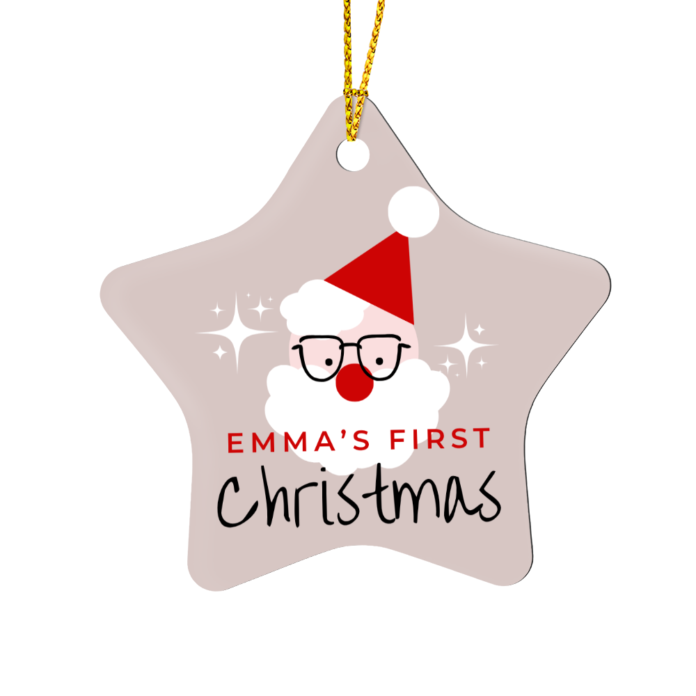 Personalized Baby's First Christmas Ornament Gift 2025, High Gloss Star Santa Ornament, Custom Name Gift For New Born Boy or Girl