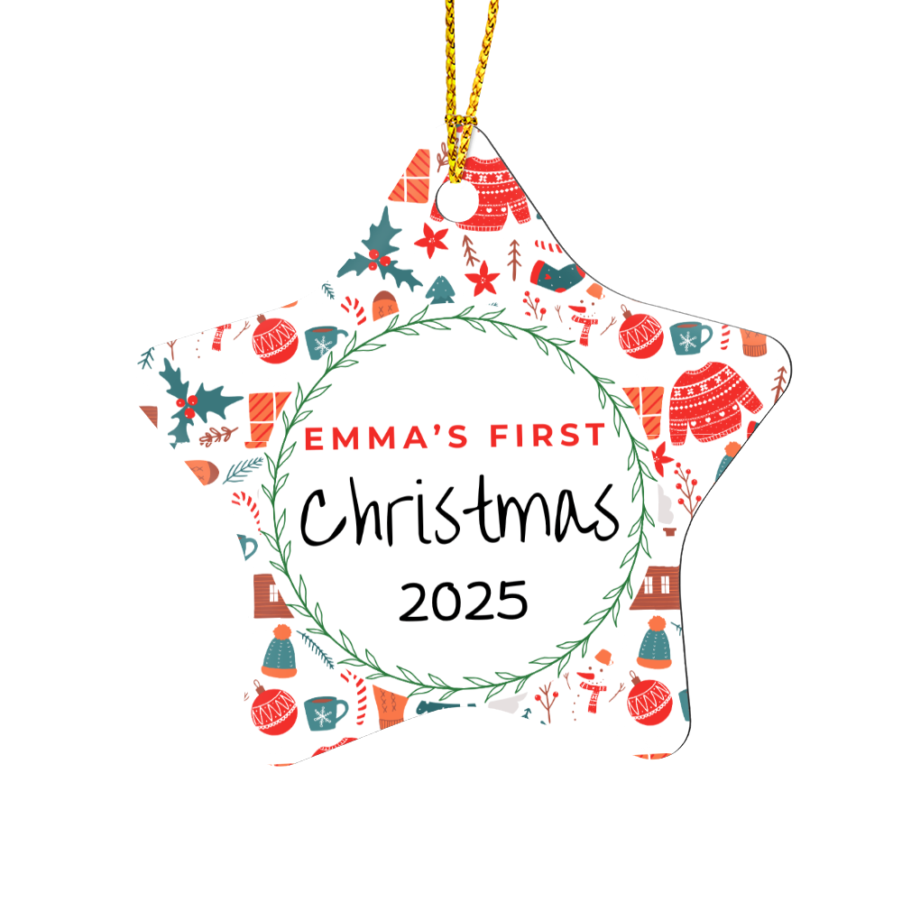 Personalized Baby's First Christmas Ornament Gift 2025, Star Ornament Baby Name, Custom Name Gift For New Born Boy or Girl