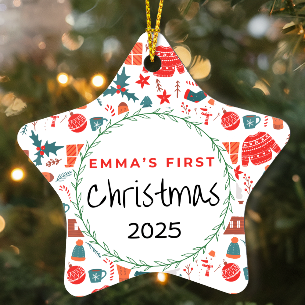 Personalized Baby's First Christmas Ornament Gift 2025, Star Ornament Baby Name, Custom Name Gift For New Born Boy or Girl