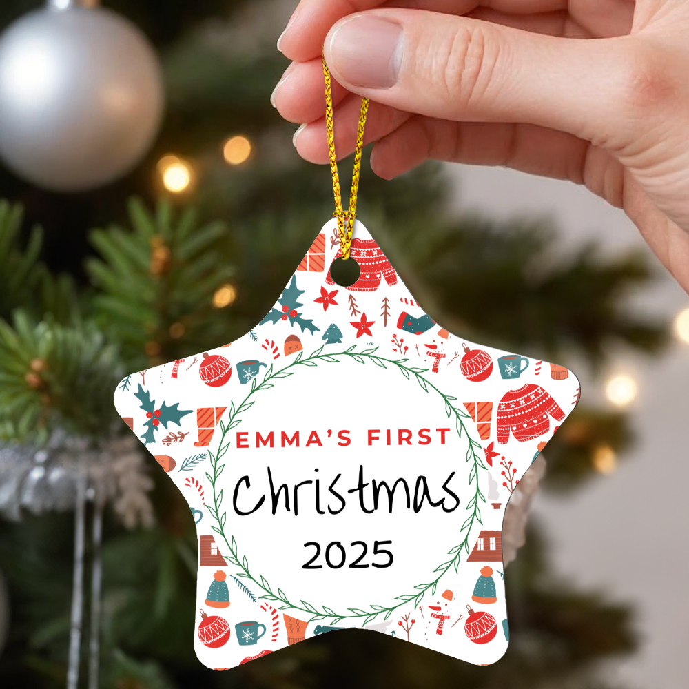 Personalized Baby's First Christmas Ornament Gift 2025, Star Ornament Baby Name, Custom Name Gift For New Born Boy or Girl