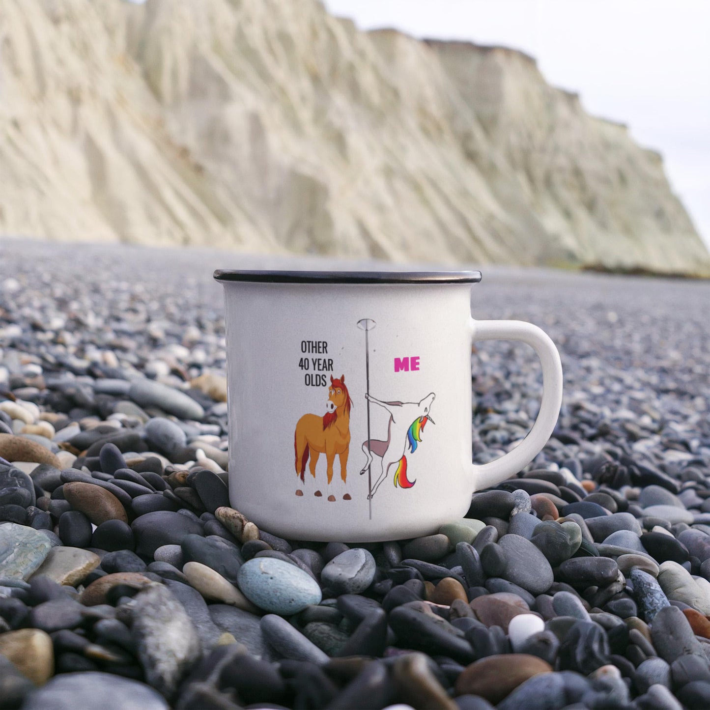 Unicorn Birthday Coffee Mug 40th Birthday - Other 40 Year Olds Me Unicorn Coffee Mug-12 Oz Stainless Steel Enamel Finish White Camper Coffee Mug