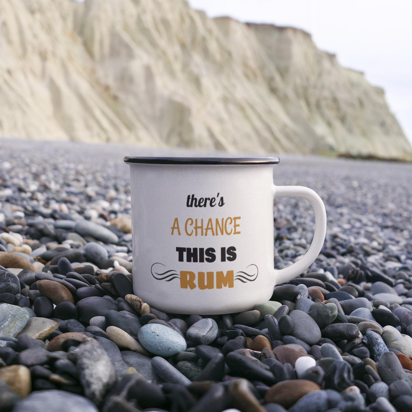 There Is A Chance This Is Rum Premium Coffee Mug-12 Oz Stainless Steel Enamel Finish White Camper Coffee Mug