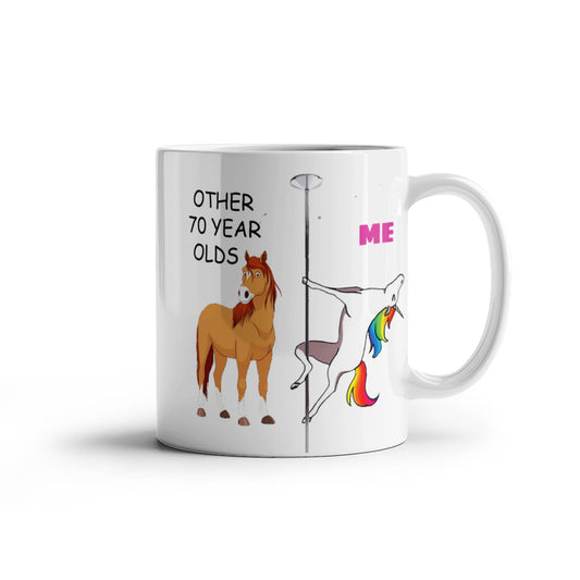 70th Birthday Gift for Women - Other 70 Year Olds Me Unicorn Coffee Mug - Funny White Porcelain Coffee 11 oz for Grandma, Mom, Sister, Best Friend, Wo