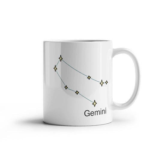 Gemini Zodiac Name Constellation Coffee Mug White Unique Large Big White Coffee cup-Stars Appear in the White Sky-11 OZ-Ceramic-Gifts for Birthday,Chr