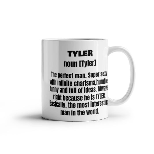 Funny Mug- Adult Definition - First Name Tyler Men Funny White Porcelain Coffee Mug Cute Cool Ceramic Cup 11 oz