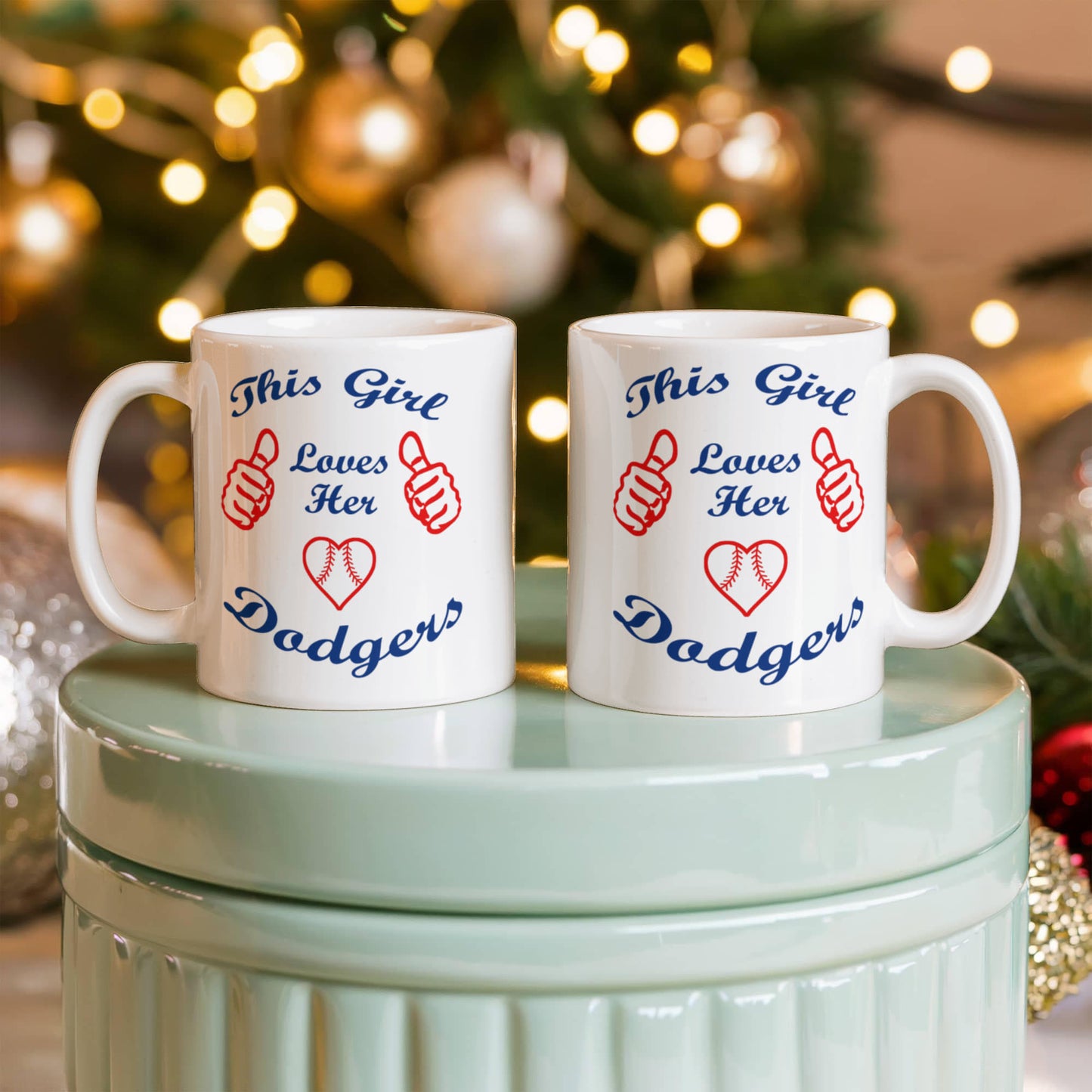 Baseball Fan Coffee Mug, This Girl Loves Her Dodgers- White Porcelain Coffee Mug 11 oz For Baseball Player, Fan, Baseball Lover