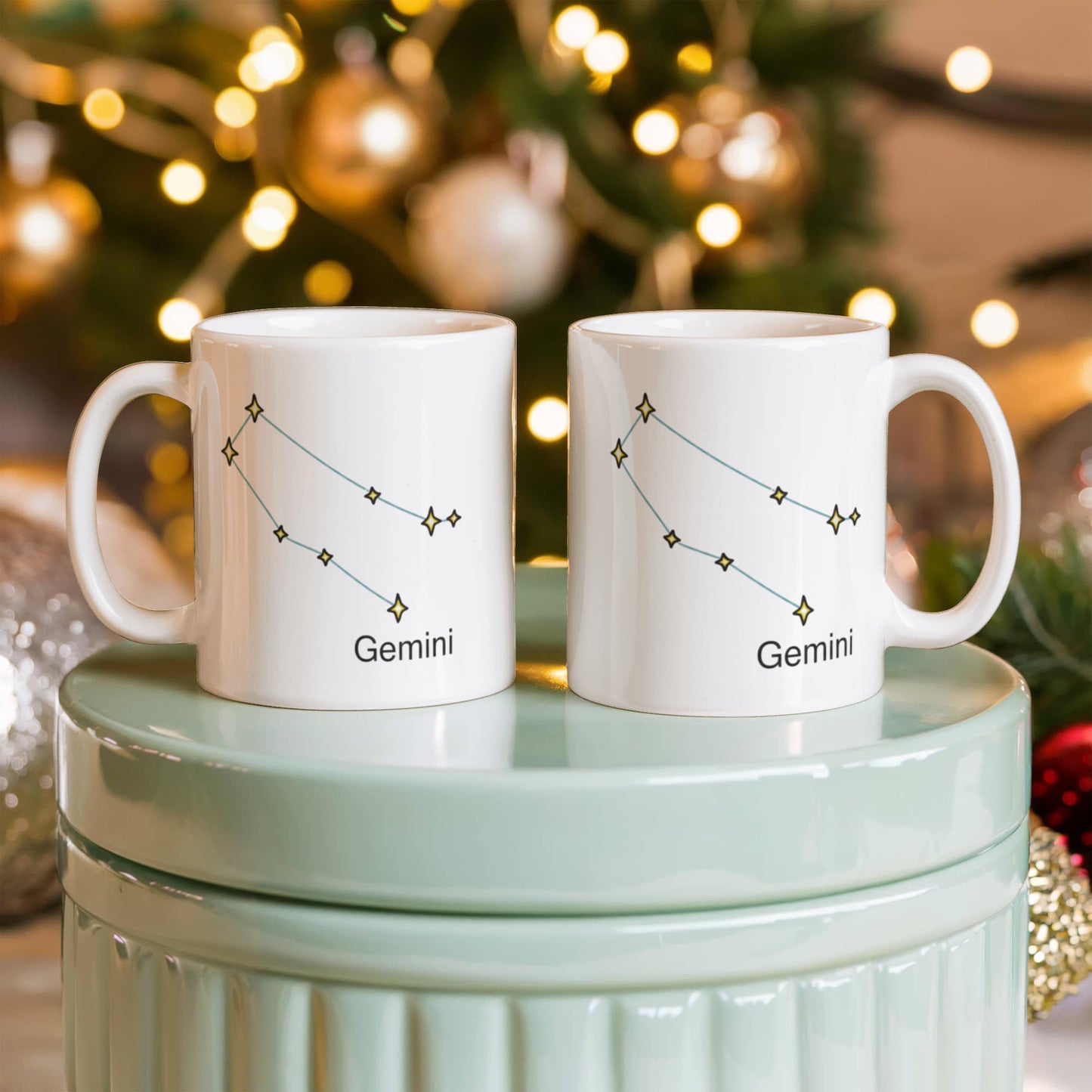 Gemini Zodiac Name Constellation Coffee Mug White Unique Large Big White Coffee cup-Stars Appear in the White Sky-11 OZ-Ceramic-Gifts for Birthday,Chr