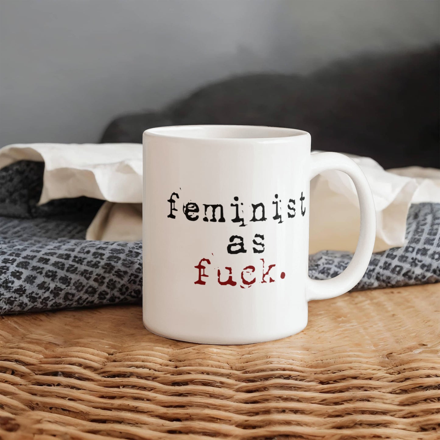 Badass Feminist Coffee Mug,Feminist As Fuck-White Porcelain Coffee Mug 11 oz For Daughter,Teen,Women