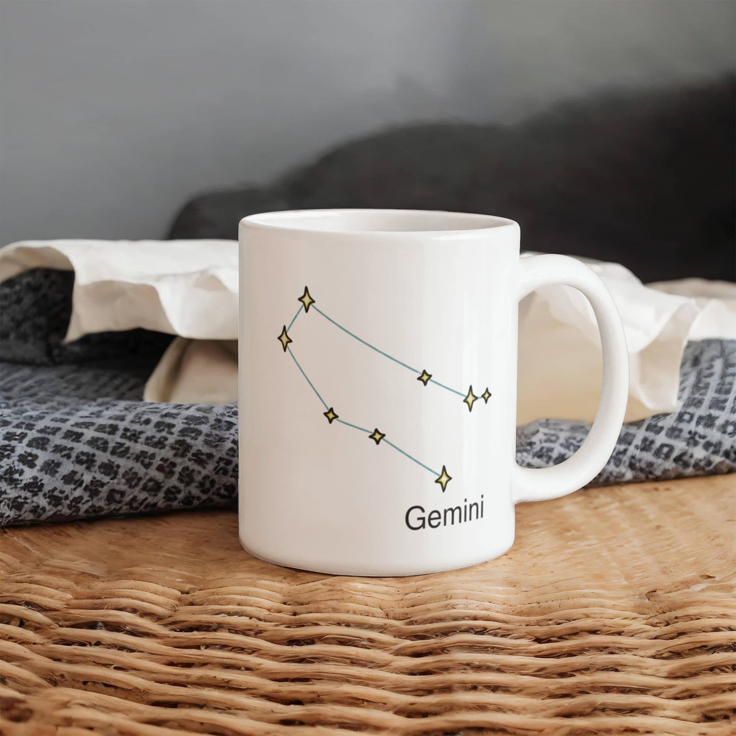 Gemini Zodiac Name Constellation Coffee Mug White Unique Large Big White Coffee cup-Stars Appear in the White Sky-11 OZ-Ceramic-Gifts for Birthday,Chr