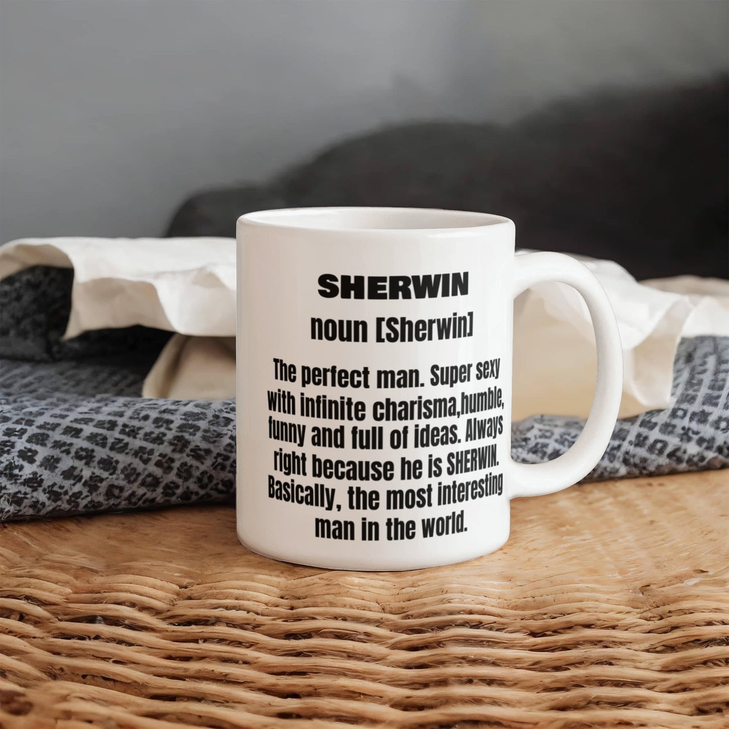 Sherwin First Name Adult Definition - Funny White Porcelain Coffee Mug Cute Ceramic Cup 11 oz