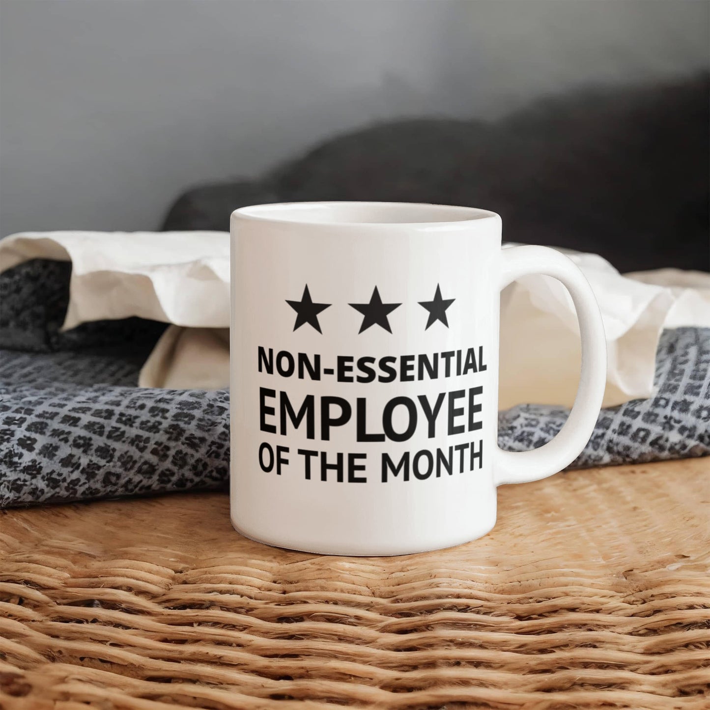 Funny Employee Coffee Mug, Non Essential Employee Of The Month- White Porcelain Coffee Mug 11 Oz Funny Quotes Coffee Mug