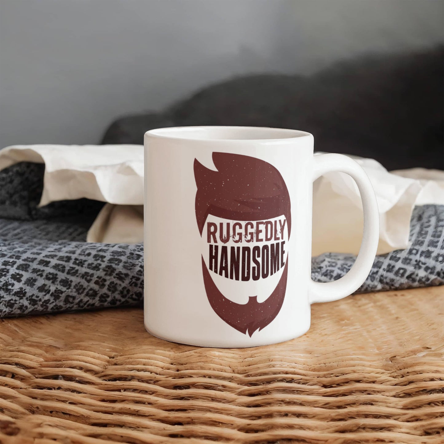 Ruggedly handsome - Funny White Porcelain Coffee 11 oz