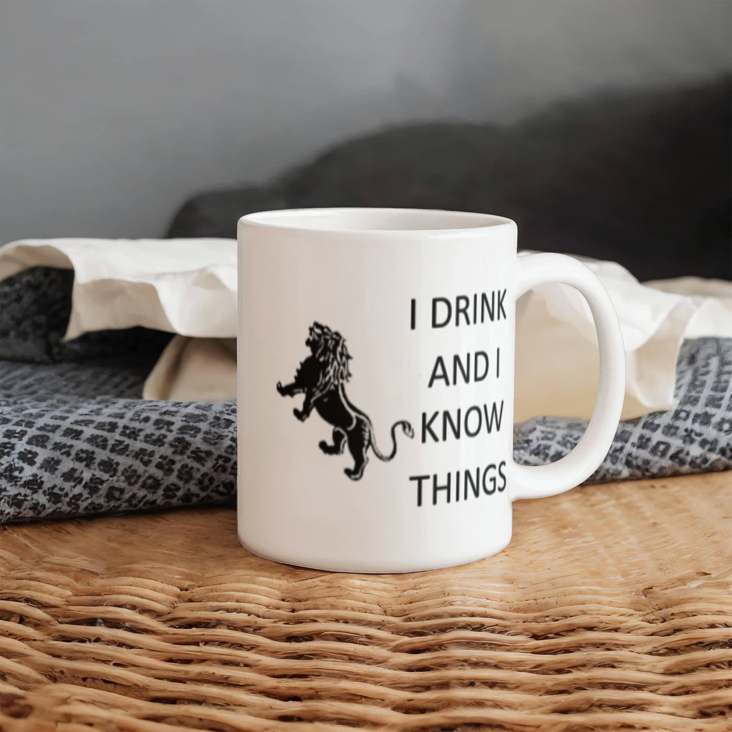 I Drink and I Know Things - Glass Coffee Mug, Funny Cup -  White Coffee Mug 11 oz