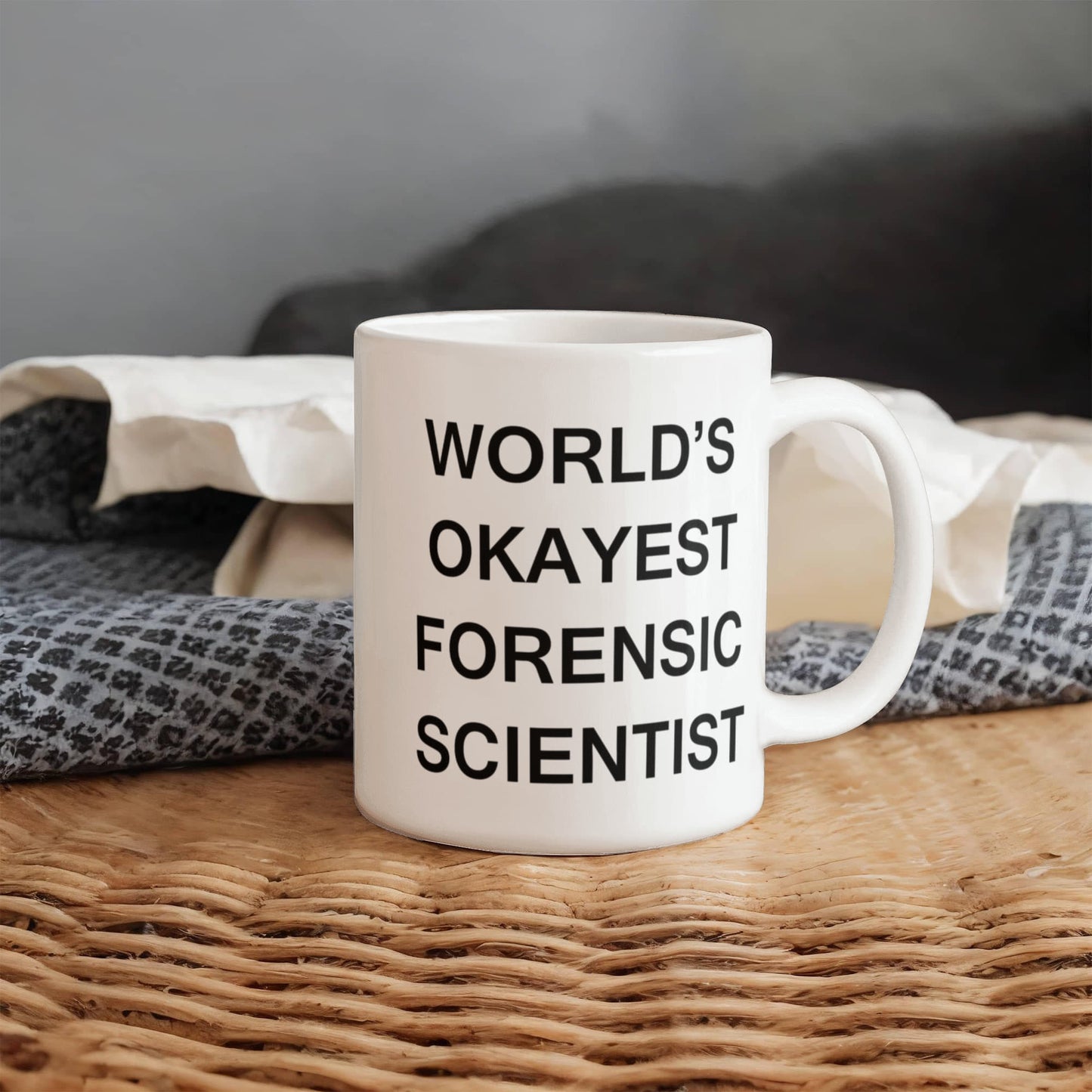 Funny Mug - World's Okayest Forensic scientist - Porcelain White Funny Coffee Mug & Coffee Cup Gifts 11 OZ