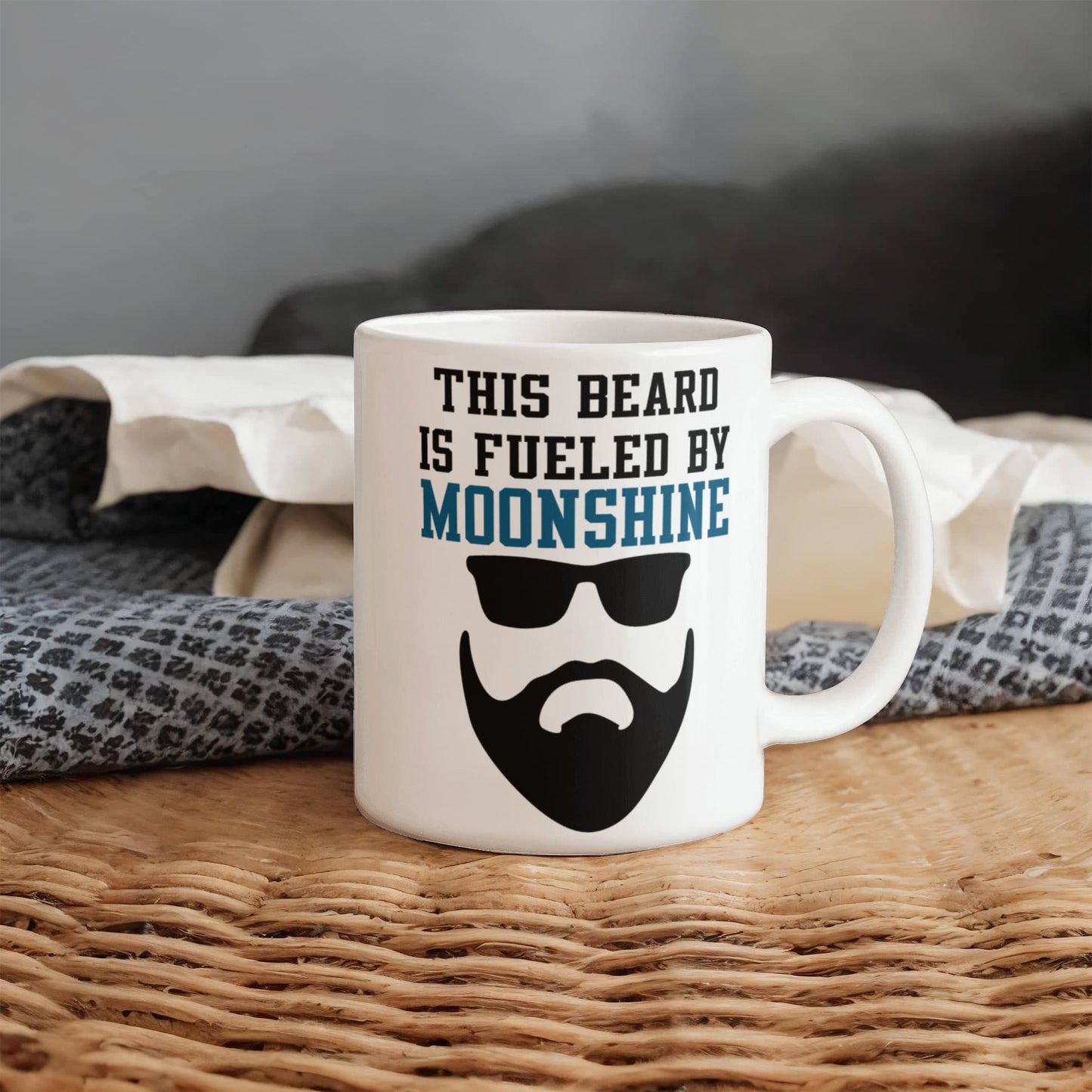 Might Be Coffee or Alcohol Coffee Mug, This Beard Is Fueled By Moonshine-White Porcelain Coffee Mug 11 oz