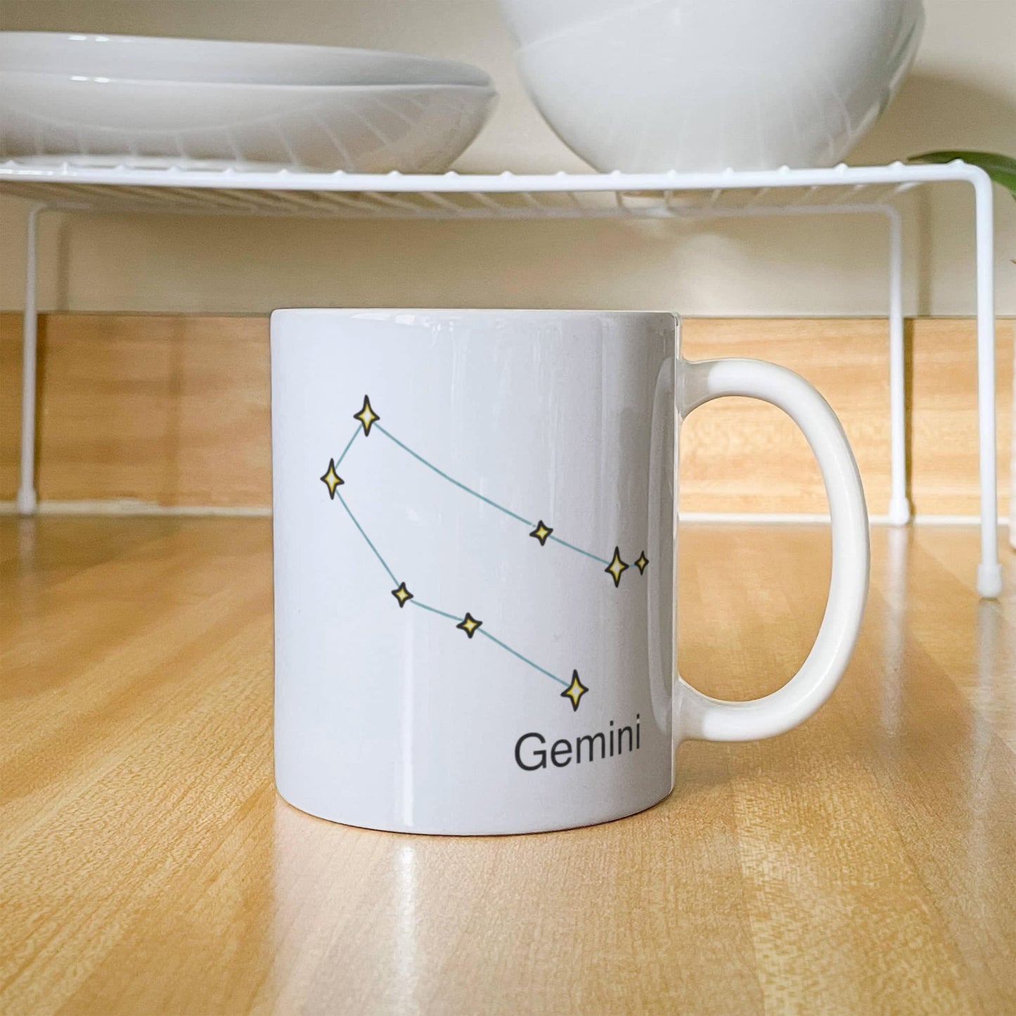 Gemini Zodiac Name Constellation Coffee Mug White Unique Large Big White Coffee cup-Stars Appear in the White Sky-11 OZ-Ceramic-Gifts for Birthday,Chr