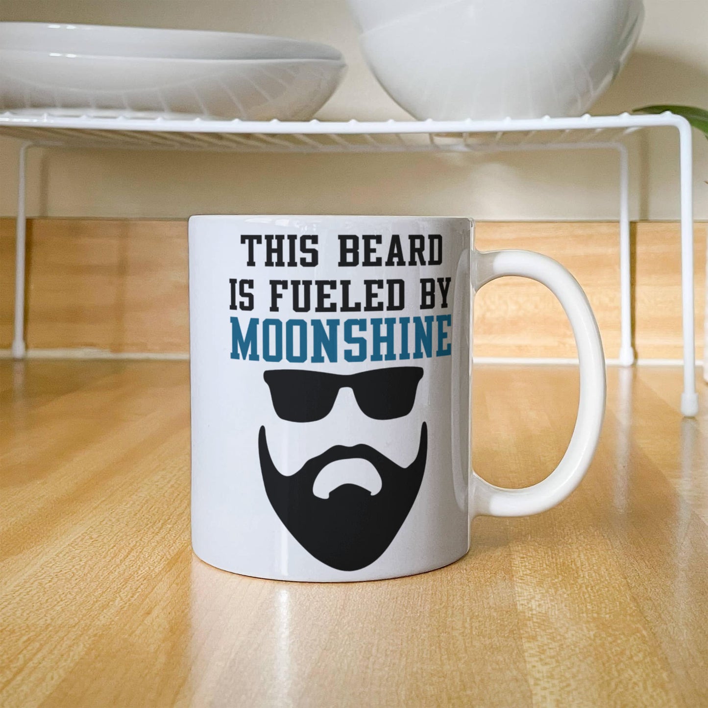 Might Be Coffee or Alcohol Coffee Mug, This Beard Is Fueled By Moonshine-White Porcelain Coffee Mug 11 oz